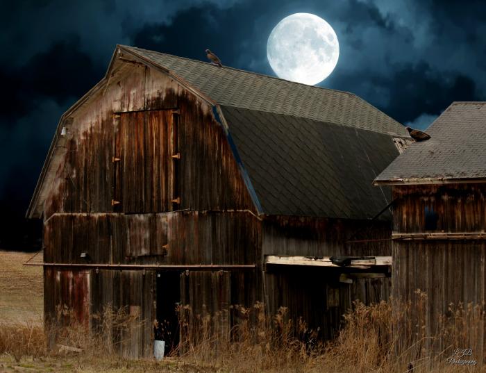 Full Moon Over the Old Barn by Lilibug6